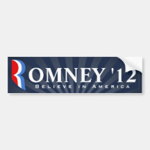 Blue Romney 2012, Believe in America Decal Bumper Sticker