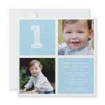 Blue Room for Squares First Birthday Party Photo Announcement