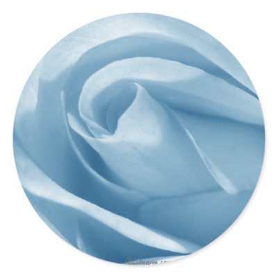Blue Rose Bud Wedding Invitation Seal Round Sticker by naturalilly