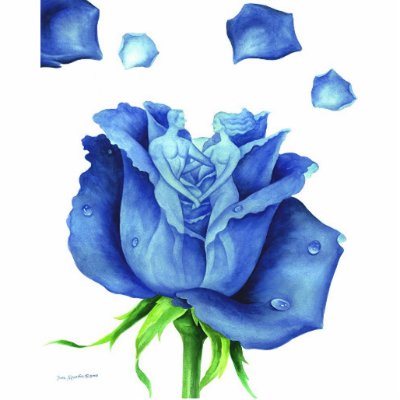 Blue Rose Flower Painting Art Man Woman Figure Photo Cut Out by JUDERM