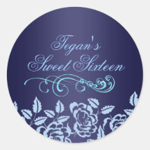 Blue Rose Sweet 16 Envelope Sticker/seal