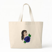 blue rose tattoo tote bags