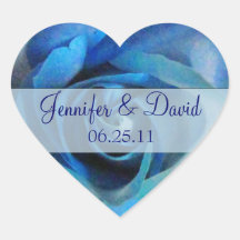 Blue Rose Wedding Envelope Seals Heart Stickers