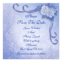 Blue roses Save the date card Custom Announcements