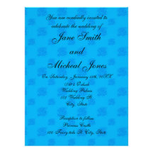 Blue roses wedding invitations