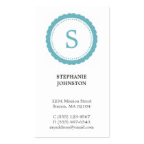 Blue rosette monogram elegant personal calling business cards