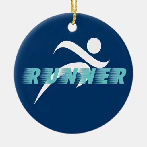 Blue runner design round ornament