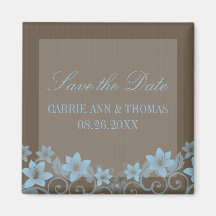 Blue Rustic Floral Save the Date Magnet