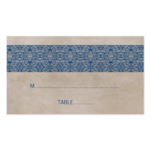 Blue Rustic Lace Wedding Place Card Business Card Template