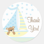 Blue Sailboat Baby Shower Thank You Sticker