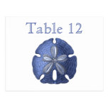 Blue Sand Dollar Reception Table Numbers Postcards