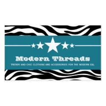 Blue Sassy Star Zebra Print Business Card