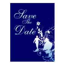 Blue save the date wedding announcement post card