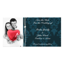 Blue Save the Date Wedding Photo Greeting Card