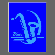 Blue sax blues postcards