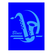 Blue sax blues postcards