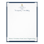 Blue Scroll with Small Gold Christmas Tree Letterhead