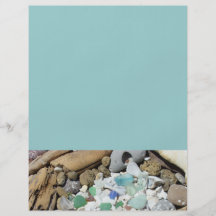 Blue Sea Foam Green Flyers paper Coastal Beach