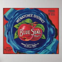 Blue seal apples label large poster