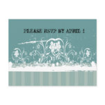 Blue Shabby Lace Striped RSVP Postcard