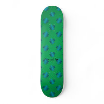 Blue shamrocks on green background skateboards