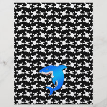 Blue shark black and white skulls pattern personalized flyer