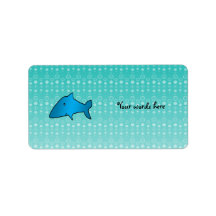 Blue shark bubbles pattern custom address labels