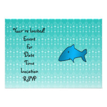 Blue shark bubbles pattern custom invitation