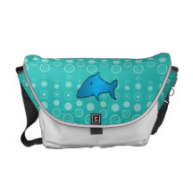 Blue shark bubbles pattern messenger bags