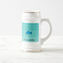 Blue shark bubbles pattern mugs