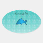 Blue shark bubbles pattern oval stickers