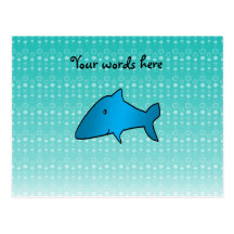 Blue shark bubbles pattern post card