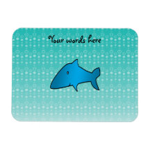 Blue shark bubbles pattern rectangle magnets