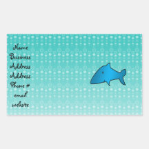 Blue shark bubbles pattern rectangle stickers