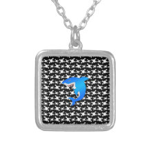 Blue shark with black and white skulls pattern jewelry