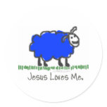 Blue Sheep Round Sticker