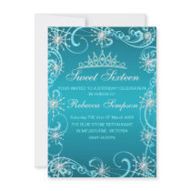 Blue Shimmer Snowflake Birthday Invite
