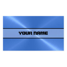 Blue Shiny Stainless Steel Metal 3 Business Card Template