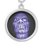 Blue Shrunken Head Zombie Necklace