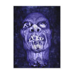 Blue Shrunken Head Zombie Post Card