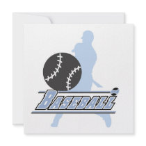 Blue Silhouette Baseball Player T-shirts and Gifts Invites