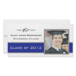 Blue & Silver Graduation Photo Announcement Cards Customized Photo Card