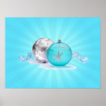 BLUE & SILVER ORNAMENTS by SHARON SHARPE Poster