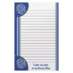 Blue Silver Triskel Lined Customized Stationery