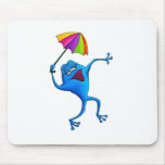 Blue Singing Frog with Umbrella Mouse Pad