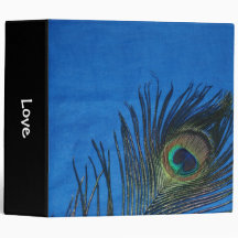 Blue Single Peacock Feather 3 Ring Binder