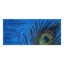 Blue Single Peacock Wedding Program Rack Card Template