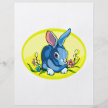 blue sitting rabbit flowers yellow oval.png flyer design