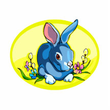 blue sitting rabbit flowers yellow oval.png photo sculpture