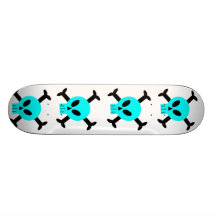 Blue Skull And Crossbones Skateboard